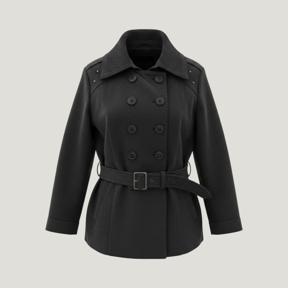 Paris Blues Wool Blend Peacoat Women 3X Studded Belted Y2K Punk Indie